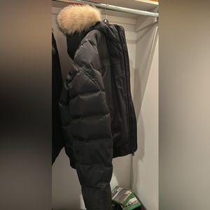 BLACK PAJAR WINTER COAT with FAUX FUR. 330$ negotiable send offers. Size: Large